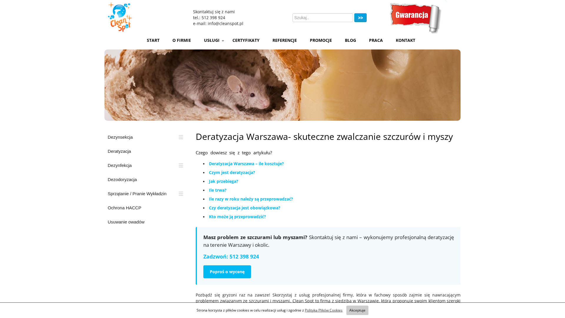 Ile kosztuje deratyzacja w Warszawie? Od czego zależy cena zwalczania gryzoni?